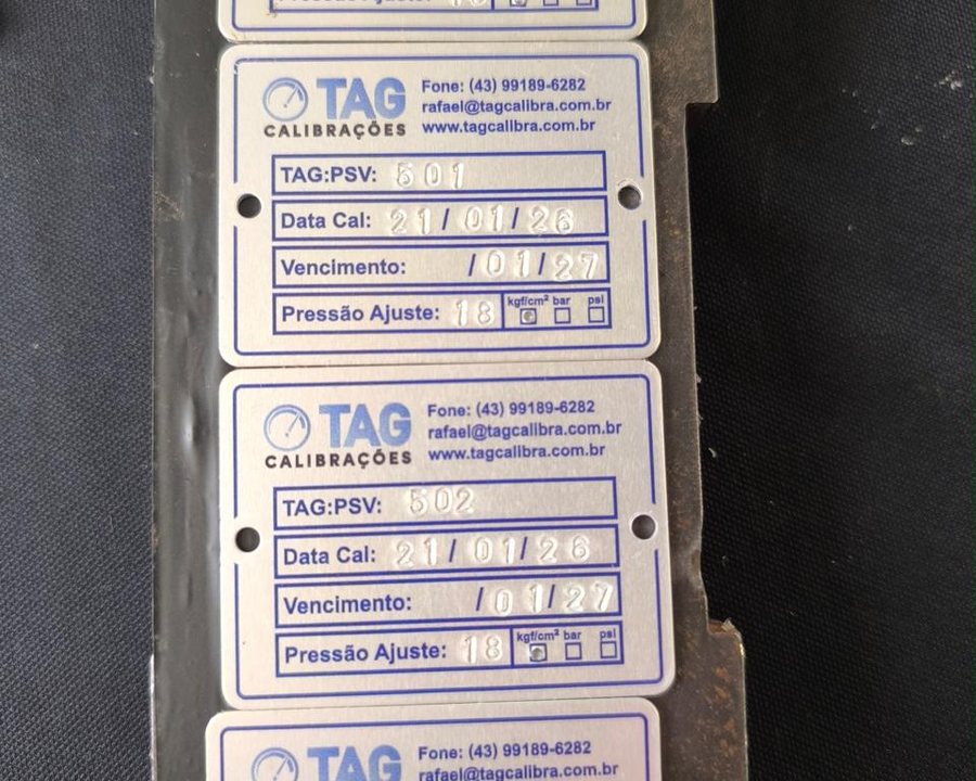 Selos TAG para equipamentos